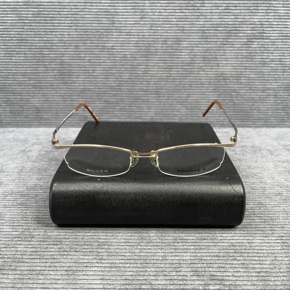 Xclusively it 51017 C2 Gold Rectangular Semi Rimless Eyeglasses Frames 51-17-135